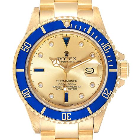 rolex yellow gold submariner serti|rolex submariner diamond bezel.